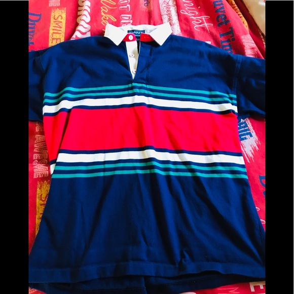 Gant Rugger Red Blue Green White stripe polo shirt - Picture 4 of 11